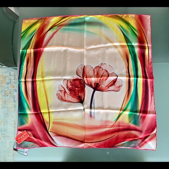 Xiu Niang Designer Silk Scarf 25@ square, NWT - Picture 2 of 6